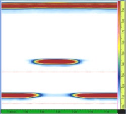 PA-Gerät: Bild von Metall mit Diskontinuität