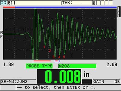 Die höchste Amplitude tritt aufgrund der Fokuslänge beim dritten und vierten Echo auf