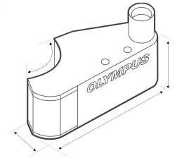 CAD-Zeichnung eines PA-Sensors für eine komplexe Geometrie eines Schallkopfgehäuses mit piezoelektrischen Keramikkristallen.