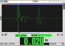 Messung der Silikonbeschichtung mit einem Prüfkopf mit Vorlaufstrecke M2055