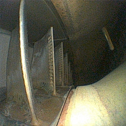 Abbildung von Turbinenschaufeln in einem Propellerturbinentriebwerk, aufgenommen mit dem IPLEX TX II Endoskop