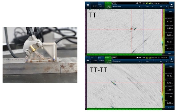 Validierung der Genauigkeit der Fehlergröße einer Kerbe in einem Justierblock unter Verwendung der PCI-Technik auf dem OmniScan X3 Prüfgerät mit 64 Kanälen