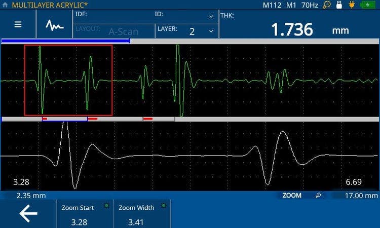 Zoom: Zoom display for ultrasonic thickness measurements