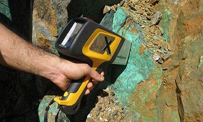 Field photos showing the various use cases for pXRF on a Nickel Laterite Project: On Diamond Drill Core, Face Sampling, Stockpile Sampling Concentrates in the Laboratory