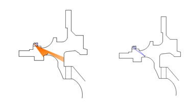 Cross section of Wheel Hub and Access Areas with Conventional Ultrasonics and Phased Array to Inspect Radius