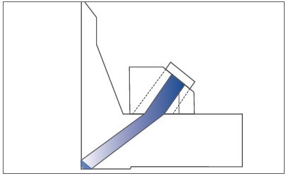 Phased array applied with the transducer on the flange taper.