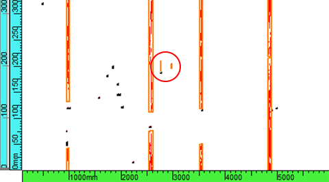 Typical detection of a rounded shape defect using Olympus' RTIS algorithm