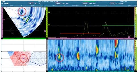 Flaw 1: centerline crack scan results