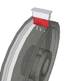 Checking the tread using a linear phased array probe.