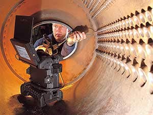 Visual inspection inside a heat exchanger tube