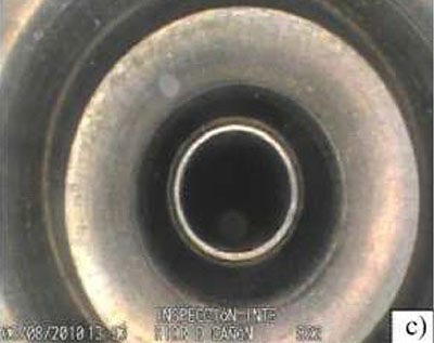 Fig. 2: Internal view of rifling wear captured using the IPLEX GX videoscope.