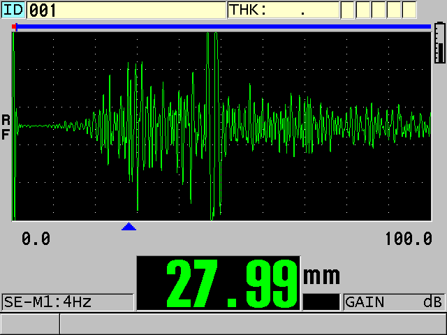 Figure 1. Scatter noise causes a false reading (back wall echo is near the center of the display)