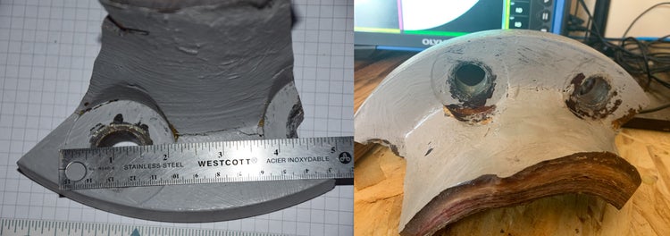 Cracking between bolt holes in a fiberglass reinforced plastic flange of an ammonia scrubber