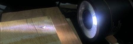 Goniometer measurement of contact angle on wood surface