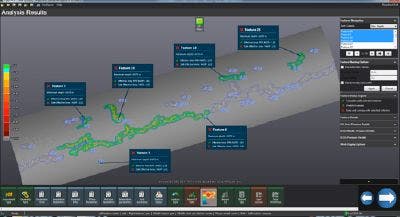 Examine a 3D representation of a pipe and indications.