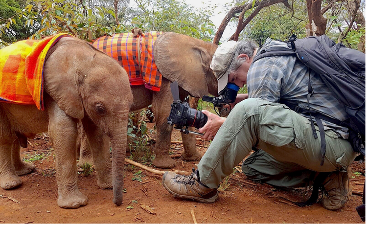 Cinematographer Jeff Morales on location in Africa filming For the Love of Elephants a David Suzuki documentary released in 2010