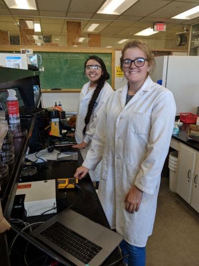 Laboratory techs analyzing coal samples using pXRF spectrometry, in this case a Vanta™ XRF analyzer, a NixPro optical sensor, and visible near infrared diffuse reflectance spectrometry (VisNIR DRS).