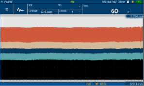 B-scan of an automotive paint thickness measurement