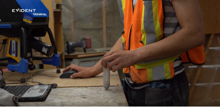 Homogenized drill core sample in a test tube