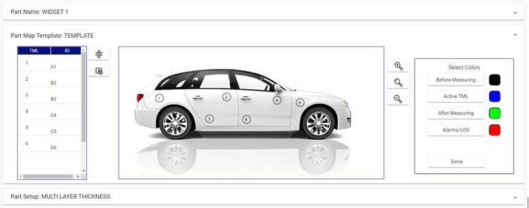 Interactive custom template for car paint thickness measurements