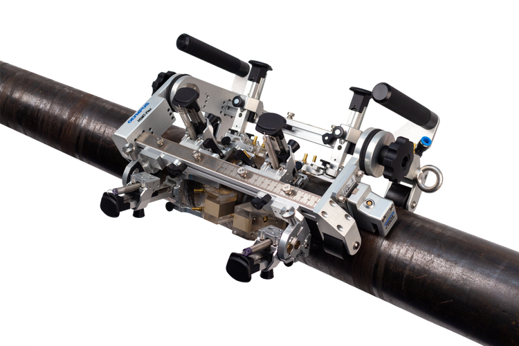 Olympus HSMT-Flex scanner for girth weld scanning on a 4.5 inch pipe
