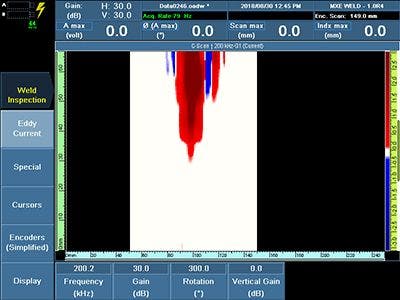 C-scan image of SS304 with 0 mm of lift-off