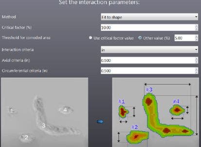 The length, width, and max depth for each indication are automatically generated