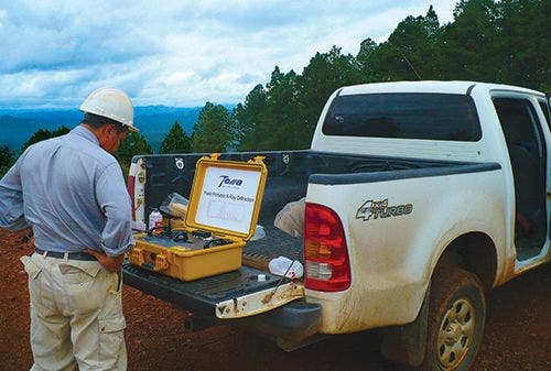 The battery-powered TERRA XRD analyzer in the field.