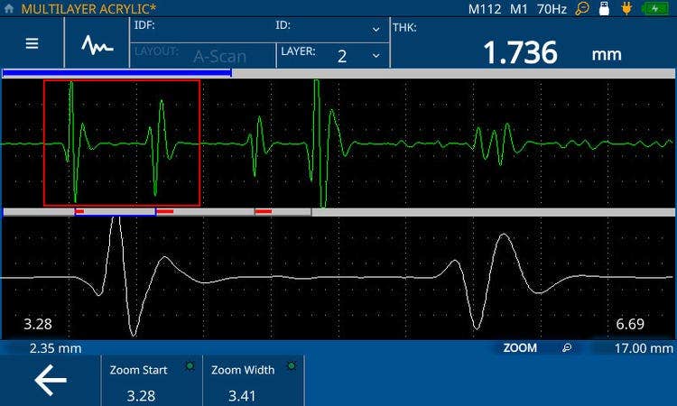 Zoom: Zoom display for ultrasonic thickness measurements