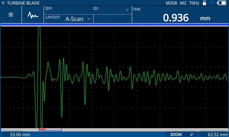 Precision thickness measurements for turbine blade inspections