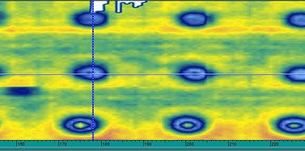 Amplitud del C-scan proyectada por un detector de defectos OmniScan