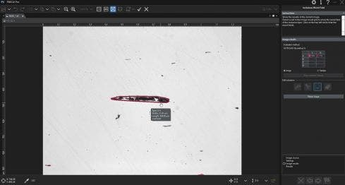 Configuración típica del equipamiento: Microscopio invertido y lente de objetivo de 10X dedicados a la metalurgia, más una cámara microscópica de alta resolución