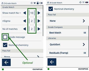 Alloy grade match using pXRF