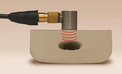 Indication typique d’une discontinuité, présence d’un écho dans la porte rouge