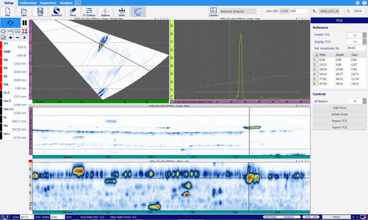 Schermate dei dati con trascinamento della selezione del software WeldSight