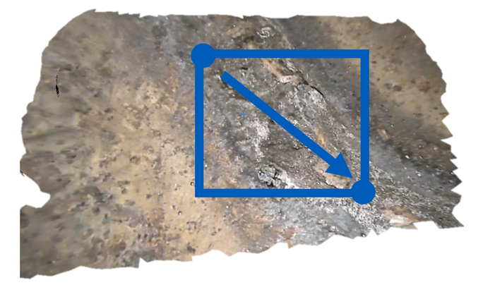 A blue line on a rock Description automatically generated