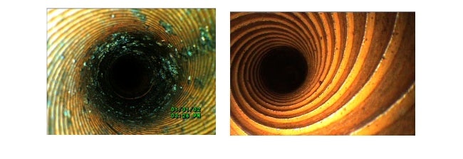 Ispezione videoscopica di tubazioni usate per trasportare liquidi di raffreddamento