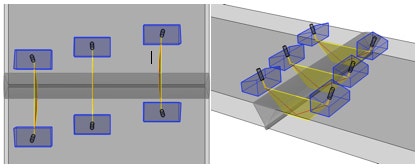 Illustration of 3 probe positions for acquisition: Offset 1, Centered, Offset 2 (left to right)