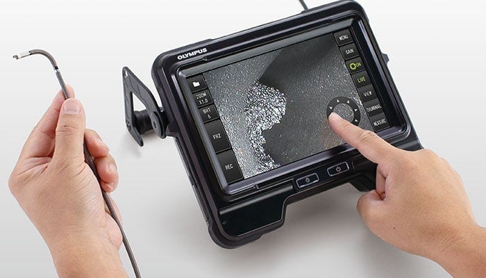 IPLEX GX/GT videoscope touch screen controls and Tapered Flex insertion tube adaptor tip