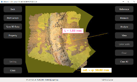 曲面基準計測モードで計測した溶接部のサンプル