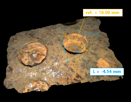 非貫通穴に対して平面基準計測を行った3D画像