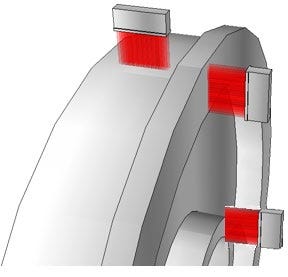 Inspect the wheel’s hub using a third linear phased array probe.