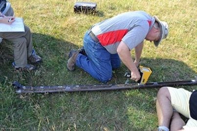 Dr. Weindorf analyzes soil with the Vanta handheld XRF analyzers in Romania.