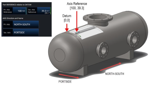 Setting the axes names in a corrosion inspection of pressure vessel in the OmniScan X3 scan plan